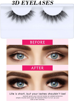 BLUEMERMAID False Eyelashes 3D Fluffy Lashes Cruelty Free With Glue(Pack of 1)