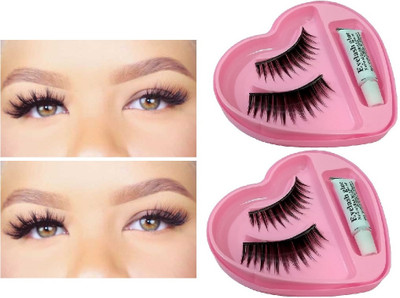 NADJA PROFESSIONAL EYE LASHES WITH GLUE SET OF 2 LASHES FOR WOMEN(Pack of 2)