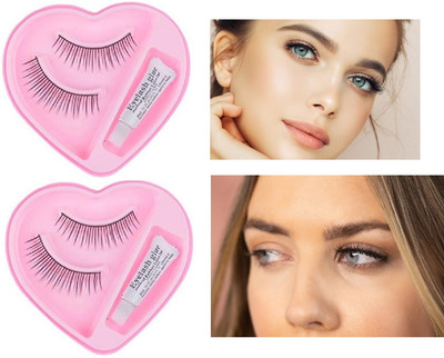 THTC Natural False Eyelashes Fake Eye Lashes With Glue Pack Od 2(Pack of 2)
