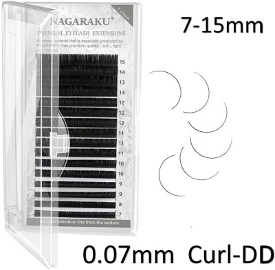 Nagaraku Eyelash Individual Lashes 0.07mm Curl-DD 7-15mm Mix Tray Classic Lash Extensions(Pack of 1)