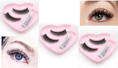 BLUEMERMAID Professional Natural False Eyelashes Heart Shape For Women(Pack of 3)