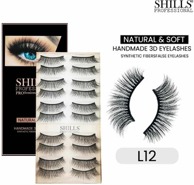 Shills Professional Synthetic Fibers False Eyelashes, Natural & soft Handmade 3D Fake Eyelashes Set(Pack of 10)