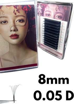 Bid Eyelashes extensions multiple volume, 8 mm 0.05 D curl(Pack of 1)