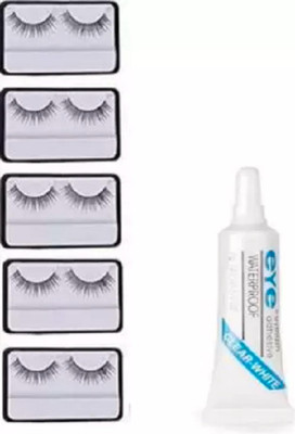 KAATO False eyelashes 5 pcs and 1 pcs eyelash glue (Eye combo) (Pack of 6)(Pack of 6)