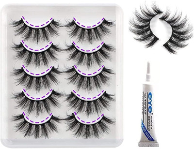 DAANVI False Eyelashes Hand Made Cat-Eye Fluffy Faux Mink Lashes 3DWispy Lashes 5 Pairs(Pack of 5)