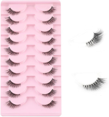 maycreate Half Lashes Fluffy Wispy Cat Eye Lashes 3/4 Lashes Natural Look Eyelashes(Pack of 20)