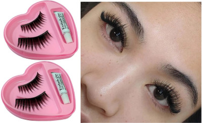 NADJA NEW FAKE EYE LASHES WITH GLUE SET OF 2 LASHES(Pack of 2)