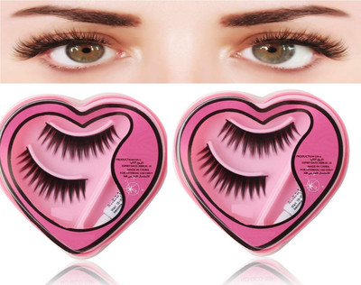THTC False Eyelashes Synthetic Fiber Material Fake Eyelashes(Pack of 2)