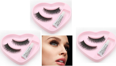 SEUNG Heart Shape False-Fake Eyelashes With Glue Set Natural Pack Of 3(Pack of 3)