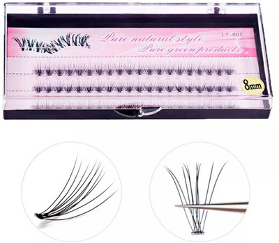 Cosluxe Eyelash Extension Kit for Beginners, False Eyelash, Individual Lashes60pcs (8mm)(Pack of 60)
