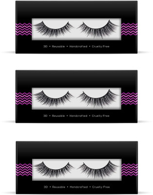 Elecsera Soft Natural 3D Thick Long False Eyelashes Pack of 3(Pack of 3)