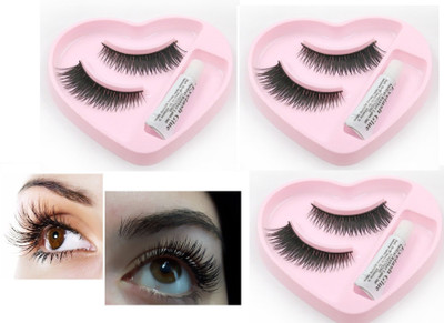 BLUEMERMAID Heart shape Eyelashes with glue pack of 3(Pack of 3)