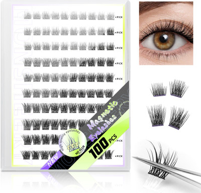 HASTHIP 100Pcs Self Adhesive Eyelash Clusters No Glue Needed Lash Extensions Reusable(Pack of 100)