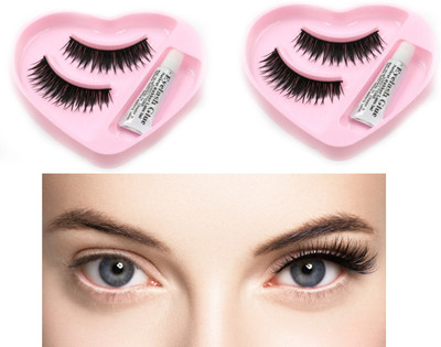 BLUEMERMAID New Black Long Curl False Eyelashes with Glue(Pack of 2)