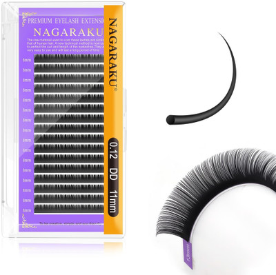 Nagaraku Individual False Lashes Classic Eyelash Extensions 16 Rows 0.12mm Curl-DD 11mm(Pack of 1)