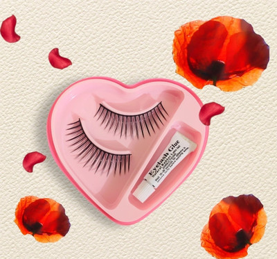 alku BONJOUR False-Fake Eyelashes With Glue Set Natural(Pack of 1)