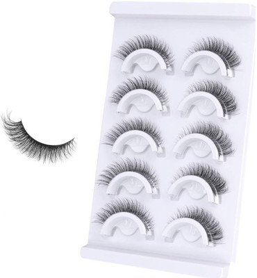 HASTHIP Self Adhesive Eyelashes 5 Pair Reusable Natural Cat Eye Lashes No Glue Needed(Pack of 5)