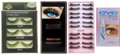 IMagic 3 pair eyelashes + L04 eyelashes and free eyelashes glue(Pack of 23)