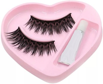 Libline Long Black False Eyelashes For Pretty Eye Makeup Extension With Glue(Pack of 1)