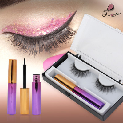 LOVELASH 1 Pairs Magnetic False Eyelash with 1 Waterproof Magnetic Eyeliner Kit(Pack of 1)