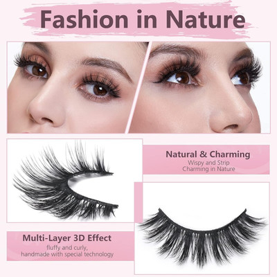 NADJA 1 Pairs Black Handmade Natural 3D Thick Long False Eyelashes(Pack of 1)