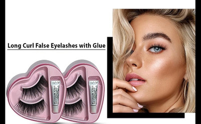 GFSU - GO FOR SOMETHING UNIQUE EYE LASHES WITH GLUE SET OF 2 LASHES FOR WOMEN(Pack of 2)