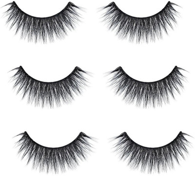 JANOST 3 Pairs Black Handmade Natural 3D Thick Long False Eyelashes(Pack of 1)
