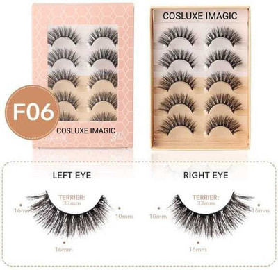 COSLUXE IMAGIC 3D FAKE EYELASHES,FALSE EYELASHSE KIT HANDMADE & NATURAL PAIR OF 5 - (F-06)(Pack of 5)