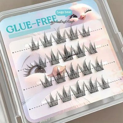 DAIMANPU Glue-Free False Eyelashes Clusters, Black, Fiber, in Organizer, Stronghold(Pack of 20)