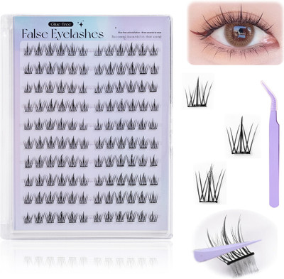 Verilux Self Adhesive Eyelash Clusters 120Pcs Press On Lashes Pre Glued with Tweezer(Pack of 120)