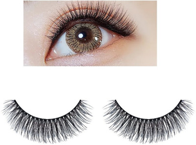 USBK 3D False Eyelashes Hand-made Natural Long Cross False Lashes(Pack of 1)