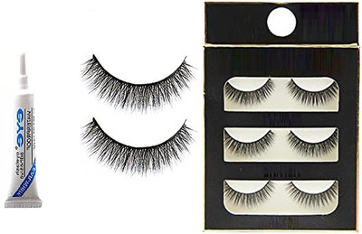 zemglam PREMIUM QUALITY 3 IN 1 FALSE EYELASH WITH EYE GLUE(Pack of 3)