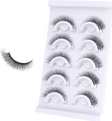 SERPLEX Self Adhesive Eyelashes 5 Pair Reusable Cat Eye No Glue Needed Press On Lashes(Pack of 5)