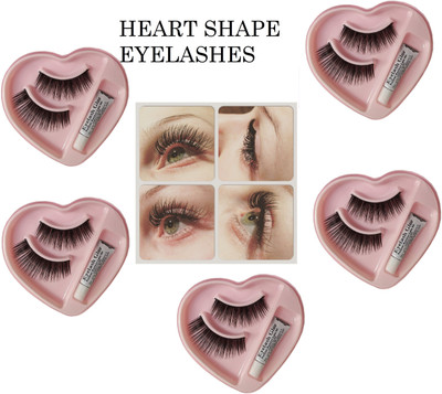 BLUEMERMAID New Eye Look Heart shape Eyelashes with glue pack of 5(Pack of 5)