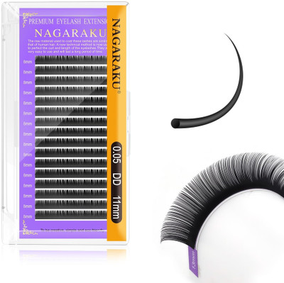 Nagaraku Individual False Lashes Classic Eyelash Extensions 16 Rows 0.05mm Curl-DD 11mm(Pack of 1)