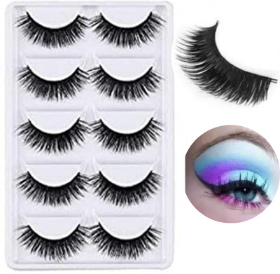Hidden Beauty 5 Pairs False Eyelashes Natural soft Long Eyelashes Wispy Handmade Eyelashes(Pack of 5)