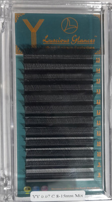 luscious glances Mix Length Russian Volume YY Lashes box C Curl Mix Length Tray(0.07)(Pack of 1)