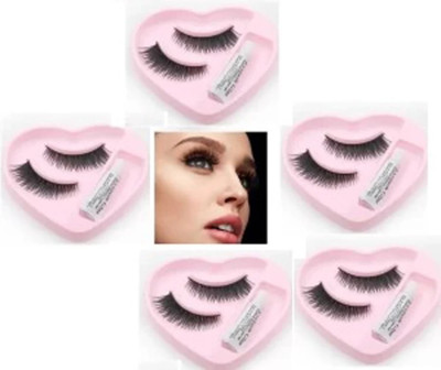 HUZURLU Soft Natural 3D Thick Long False Eyelashes(Pack of 5)
