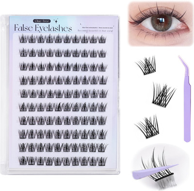 HASTHIP Self Adhesive Eyelash Clusters 120Pcs Press On Lashes Pre Glued with Tweezer(Pack of 120)