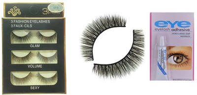 IMagic 3 pair false eyelashes and free eyelashes glue(Pack of 3)