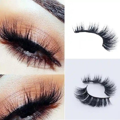 NADJA 3D Thick Long False Eyelashes New Black Styling Eyelash Day and Night Natural(Pack of 1)