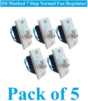 Sauran Pack of 5 ISI Marked 7 Step Normal Fan Regulator (REG20.2) Step-Type Button Regulator