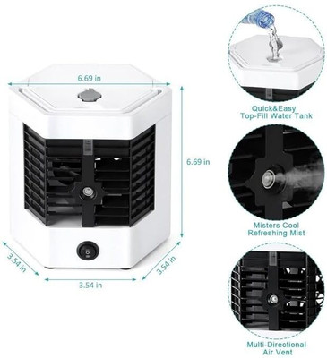 Sahaj Enterprise Small Personal Desk Fan with Mist Spray, Step-Type Button Regulator