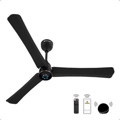 Atomberg Renesa Halo Smart With IoT | LED Speed Indicator | 5 Star 1200 mm 3 Blade Ceiling Fan(BLDC Motor with Remote | Midnight_Black | Pack of 1)