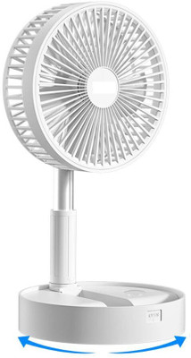 Raptas Portable Rechargeable Fan – Foldable Stand & Table Fan for Convenient Cooling 2 mm 3 Blade Table Fan(white | Pack of 1)