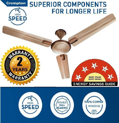 Crompton Arya Briz Prime 1200MM DECORATIVE ULTRA HIGH SPEED 100% COPPER Coral Gold 1200 mm Ultra High Speed 3 Blade Exhaust Fan