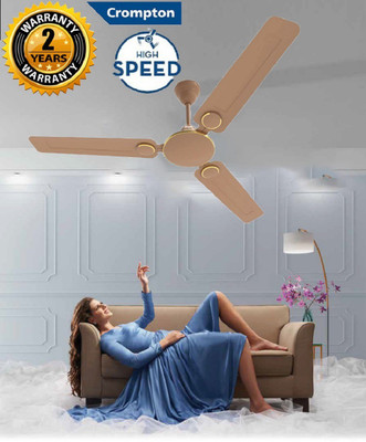 Crompton MONTANNIA ULTRA HIGH SPEED CHROME FINISH GILDED BEIGE 100% COPPER LONG LIFE 1200 mm Ultra High Speed 3 Blade Ceiling Fan (CHROME GOLD…