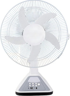 DRUMSTONE Customizable LED Light Illumination & Rechargeable Cooling Fan 15 Years Warranty 5 Blade Table Fan(White | Pack of 1)
