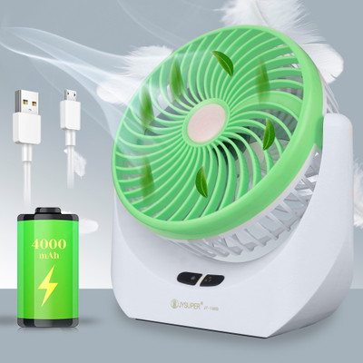 Terviiix High Speed Rechargeable Table Fan with LED Light, For Home, Kitchen, Office 5 Star 1400 mm 3 Blade Table Fan(Ultra High Speed | Green(USB-High-Powered) | Pack of 1)