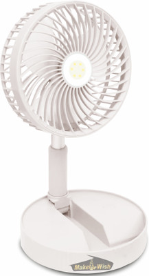 Make Ur Wish Rechargeable Table Fan 2 Mode LED 3 Type Speed Multifunctional Energy Saving with 1 Year Warranty Energy Saving 3 mm Table Fan(White | Pack of 1)